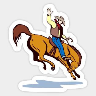 Bronc Riding Competition Retro Sticker